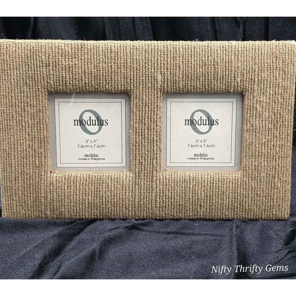 Modulus Double Picture Frame With Textured‎ Design 3 × 3 Inch Pictures